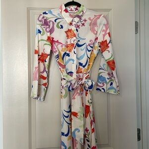 Colorful Floral Button-Up Shirt dress